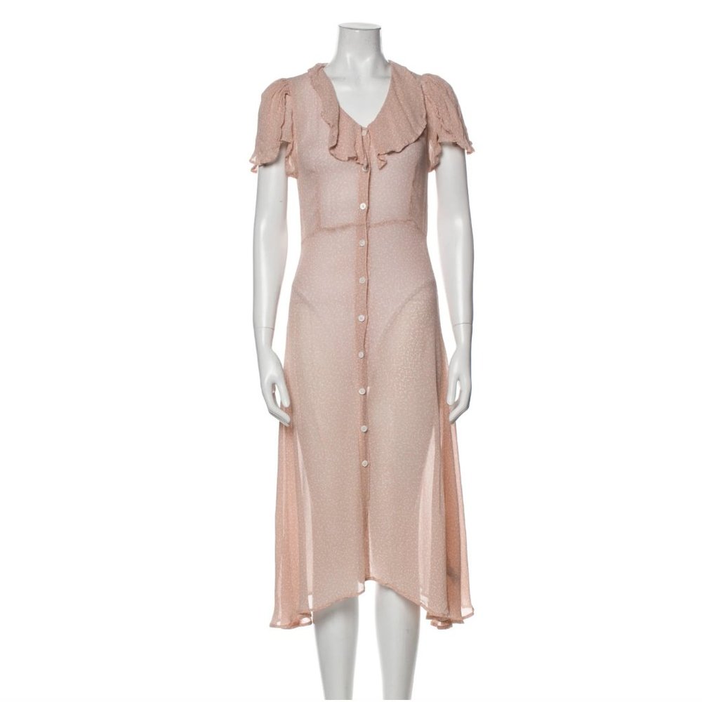 Christy Dawn Short Sleeve Midi Daisy Dress in Pink Dot Sz S/M